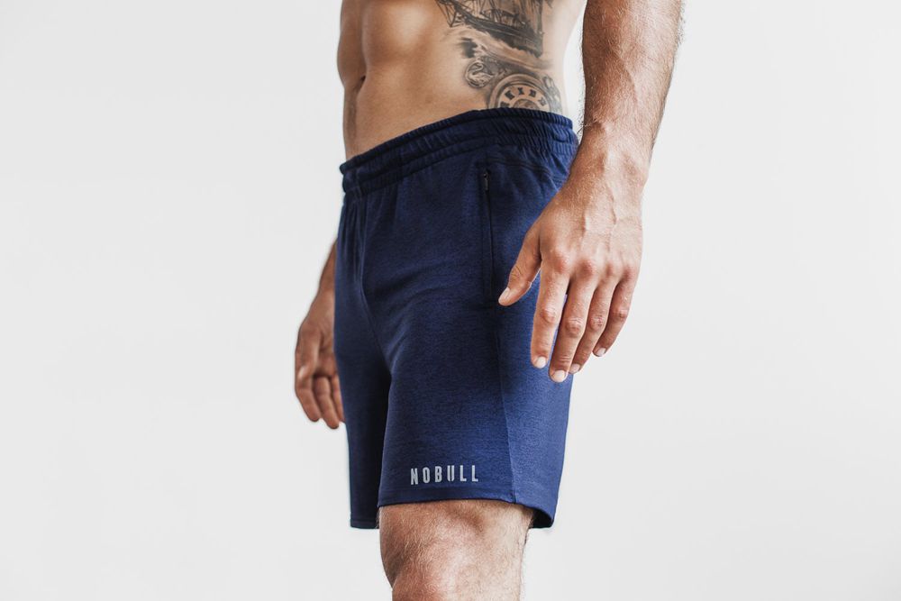 NOBULL Men's Lightweight Knit 7" Shorts - Navy Heather - Ireland (8902SEZYF)